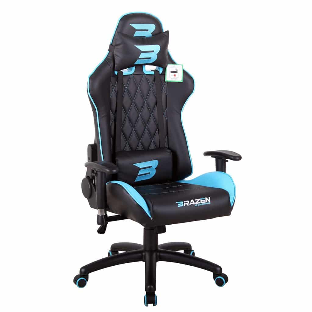 BraZen Phantom Elite PC Gaming Chair Black & Blue Arcade Direct