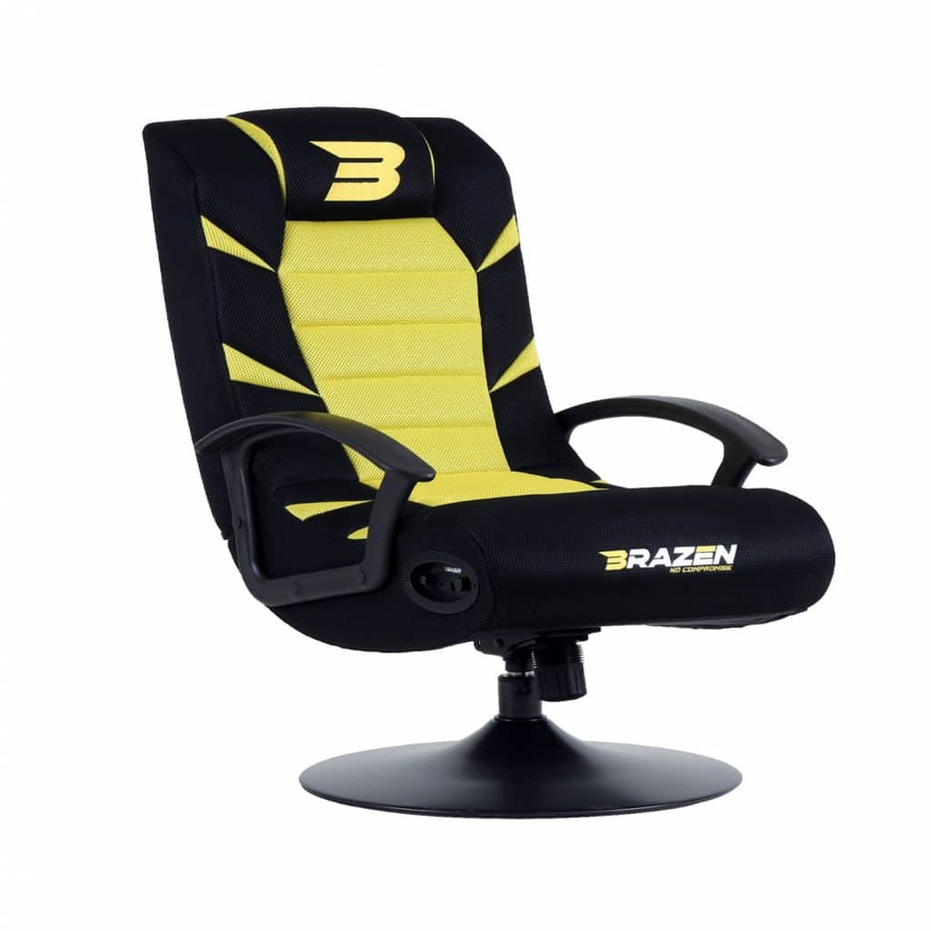 BraZen Pride 2.1 Bluetooth Gaming Chair Black & Yellow Arcade Direct