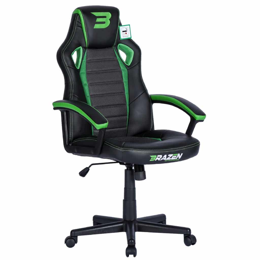 BraZen Puma PC Gaming Chair Black & Green Arcade Direct