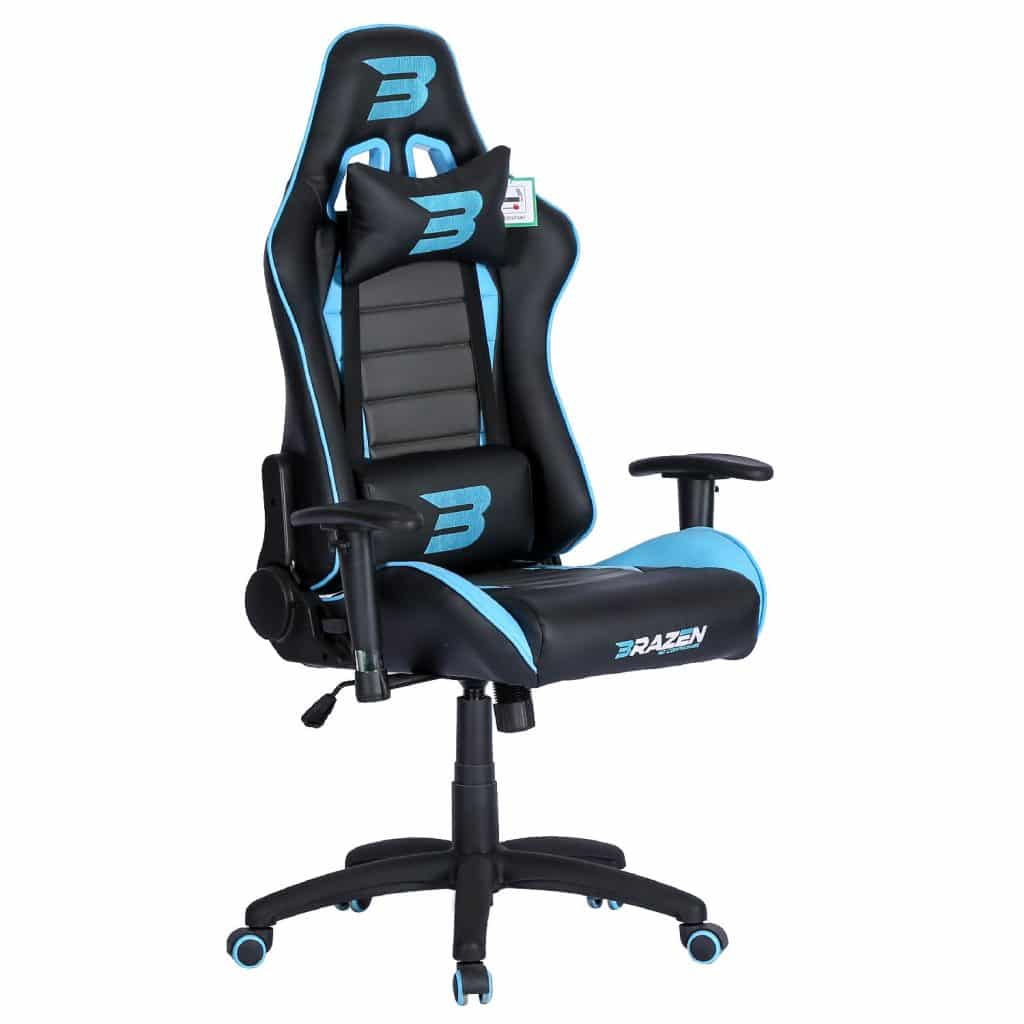 BraZen Sentinel Elite PC Gaming Chair Blue Arcade Direct